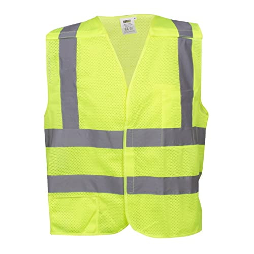 10-Pack of Cordova V211PL Type R, Class II, Lime Mesh Vest, Hook & Loop Closure, 2-Inch Silver Reflective Tape, Large