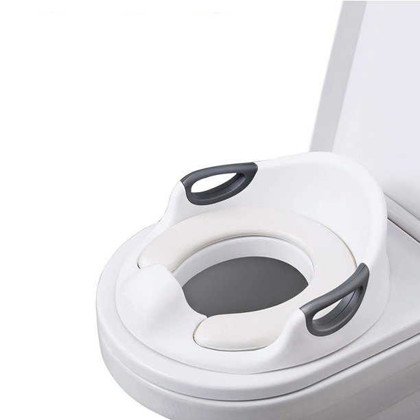 Asiento de entrenamiento para inodoro para niños pequeños, para bebés, niños y niñas, con agarres de seguridad, protector contra salpicaduras, Cepillo de limpieza y respaldo para niños, apto para ino