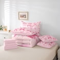 thumbnail image 6 of Manfei Pink Coquette Bow 7pcs Bedding Comforter Set For Girl,Cartoon Letter C Monogrammed Queen Bedding Sets,Pink Reversible, 6 of 7