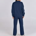 thumbnail image 4 of RYRJJ Lounge Sets for Women Sweatsuit 2 Piece Outfits Oversized Zip Up Sweatshirt Jacket Wide Leg Sweatpant Tracksuit Matching Set(Navy,S), 4 of 9
