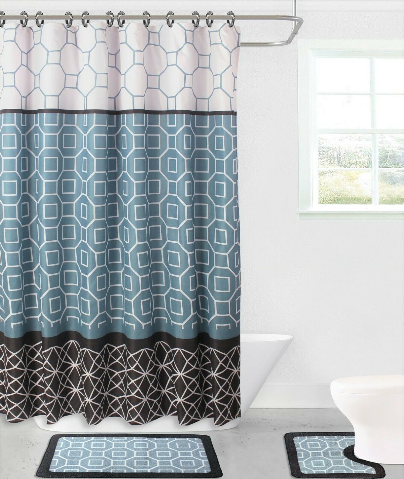 Dragon Shower Curtain Set Bathroom Rug Thick Bath Mat Non-Slip Toilet Lid Cover 