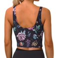 thumbnail image 4 of Goofa Roses Flowers Printed Sports Bras for Women, High Impact Running Bra Workout Crop Tank Tops Longline Sports Bra Push up-Medium, 4 of 9