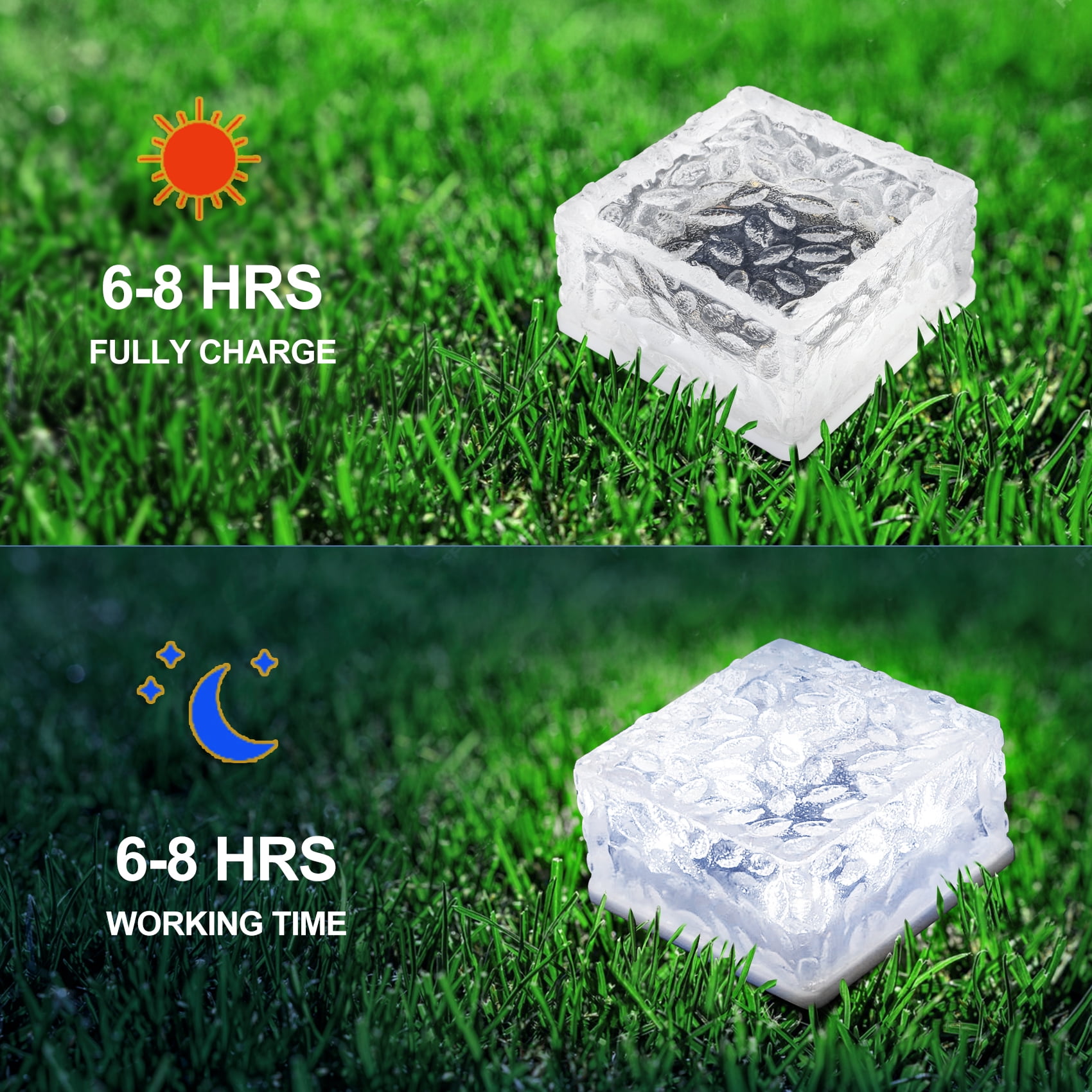 Solar Brick Lights Outdoor Solar Lights for Yard 4X4"Solar Brick Landscape Path Light, 4 Pack LED Light Brick Garden Decor for Pathway Patio Walkway Backyard Decoration,Cool White