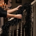 thumbnail image 4 of 6Ft Black Halloween Norfolk Pine Garland - Realistic Gothic Faux Garland Mantle Decoration, Black Artificial Hanging Vine Twigs for Door Fireplace Mantle Stairs Holiday Home Party Decoration, 4 of 7