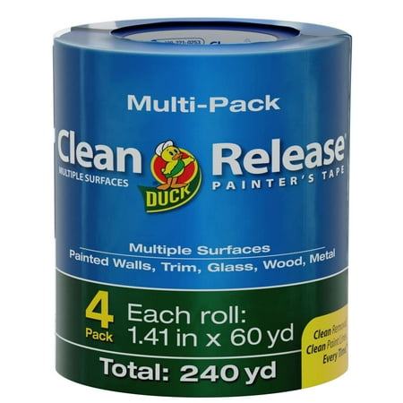 Duck Brand Clean Release Blue Painters Tape, 1-2/5 Inch x 60 Yards, Pack of 4
