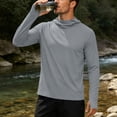thumbnail image 4 of Mens UPF 50+ Sun Protection Jacket Hooded Long Sleeve Lightweight Quick Dry Fashion Athletic Top with Pockets and Thumb Hole Gray XXL, 4 of 8