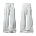 thumbnail image 5 of Babcutegg Mens Plus Size Sweatpants with Pockets Drawstring Loose Fit Spring Fall Athletic Casual Wide Leg Pants Beige Size 4XL, 5 of 8