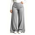 thumbnail image 2 of CaComMARK PI Women's Wide Leg Sweatpants Baggy Casual Solid Color Elastic Waist Track Sweat Pants with Pockets Gray-A, 2 of 6