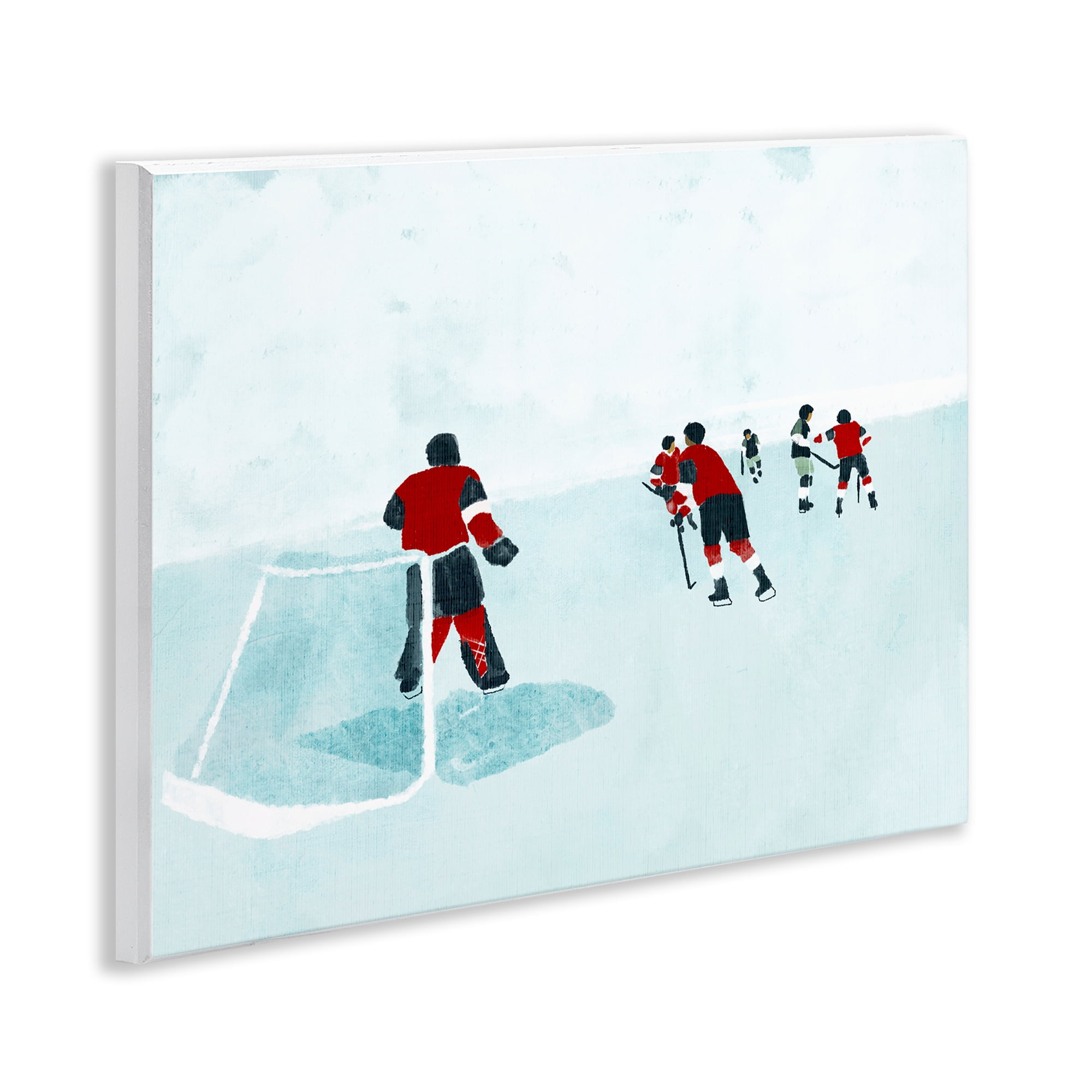 Stupell Industries Hockey Players on Ice Sports Painting Unframed Art Print Wall Art, 14 x 11