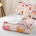 thumbnail image 4 of Manfei Ice Cream Cat Twin Quilt Set, Cartoon Love Heart Twin Coverlet Set, Pink, 2pcs, 1 Bedspread and 1 Pillowcase, 4 of 7
