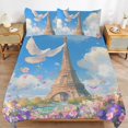 thumbnail image 6 of 3 Pcs Soft Bedding Set, Includes 1 Duvet Cover with Zipper And 2 Pillow,Shams Eiffel Tower Queen(90"×90"), 6 of 8