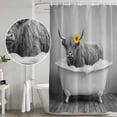 thumbnail image 3 of Yak Bathtub Bathroom Shower Curtains with Hooks, Vintage Black White Yak Bathing Yellow Sunflower Waterproof Fabric Washable Shower Curtain for Home Hotel Bathtub Decor 72x72 Inch, 3 of 9