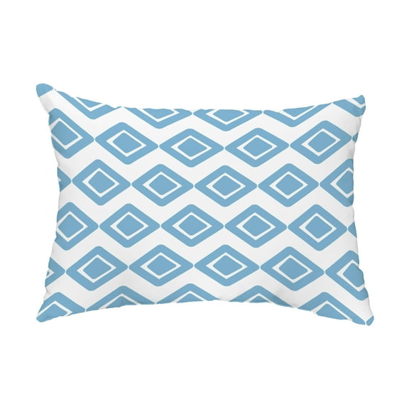 Simply Daisy, 14" x 20" Diamond Jive 1 Blue Abstract Decorative Outdoor Pillow