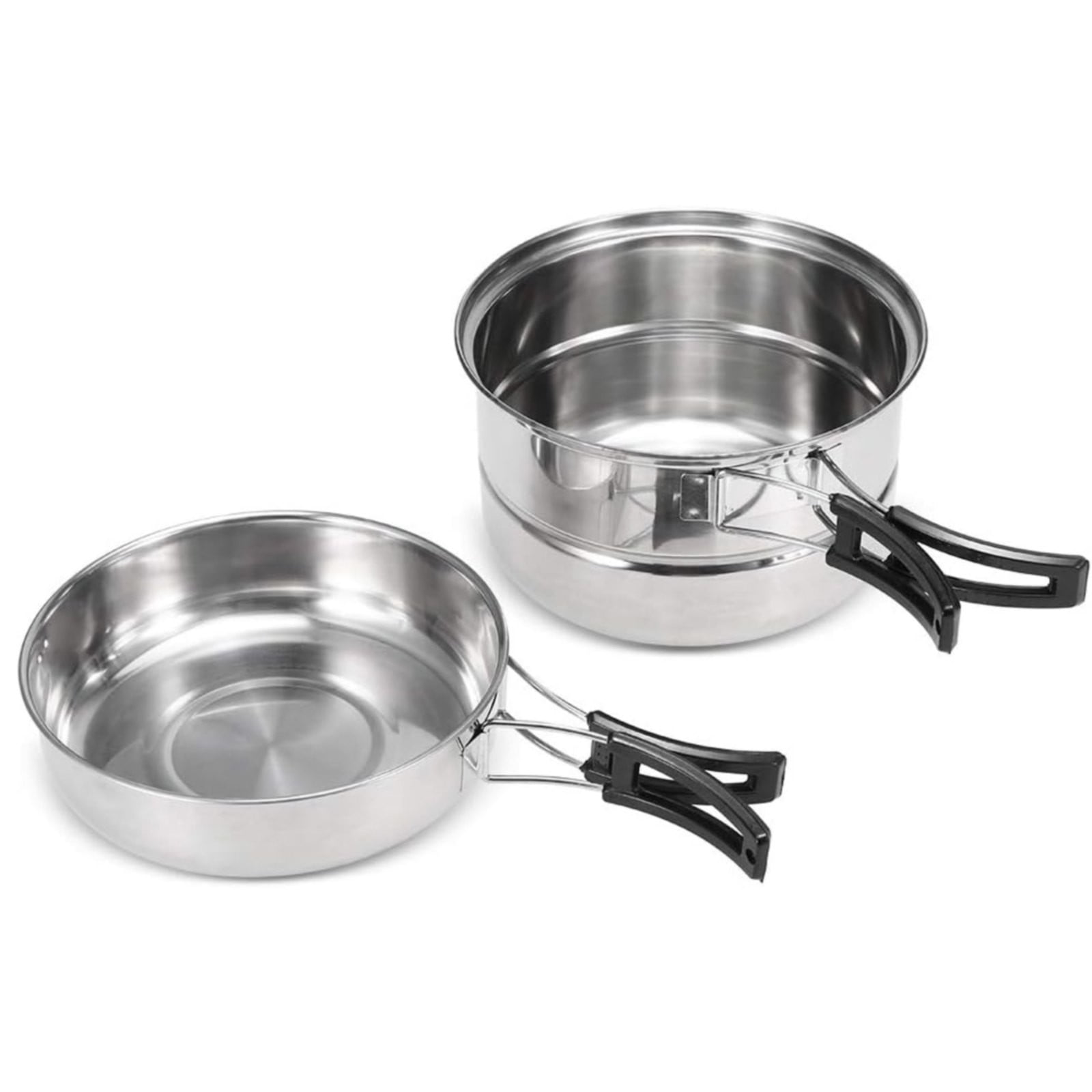 witspace 3pcs/set Stainless Steel Cookware Set Flat Bottom Frying Pan Soup Pot Milk Pot Kit Induction Cooker Cooking Pan for Home Kitchen, Dishwasher and Oven Safe
