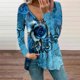 thumbnail image 2 of Blusa informal de manga larga con cuello en V y estampado retro con botones para mujer a la moda Fridja  fhghd2236, 2 of 5
