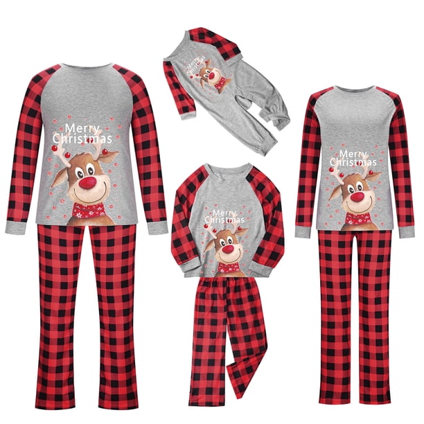 Pijamas de Navidad Para La Familia Trajes A Juego Moda Mujer Mamá Impreso Top + Pantalones Conjunto Odeerbi ODB190092