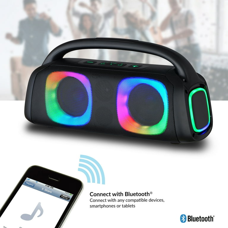 IQ Sound Bluetooth Boom Box Speaker with FM Radio, RGB Light Show, and Remote, True Wireless, Black, IQ-3540BT, IQ-3540BT IQ Sound Bluetooth Boom Box Speaker with FM Radio, RGB Light Show, and Remote, True Wireless, Black, IQ-3540BT, IQ-3540BT