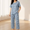 thumbnail image 2 of Under $10 Pajama Sets CNJKEHIUV Women's Cotton Pajama Set Short Sleeve Top & Pants 2-Piece Summer Sleepwear, 2 of 4