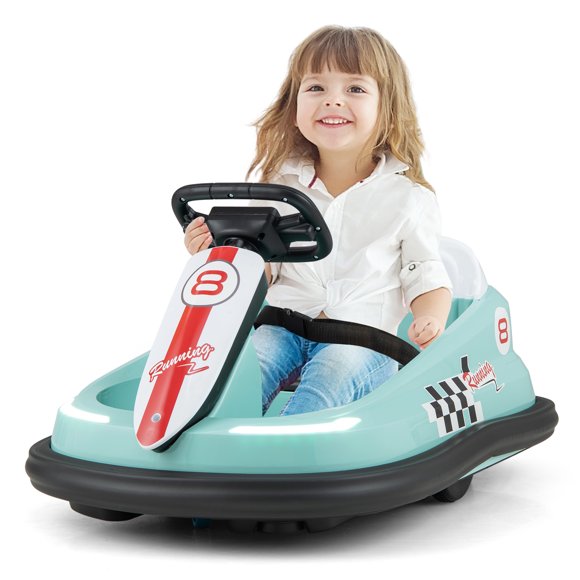 Costway 6V Electric Kids Ride-on Bumper Car with 360° Spinning Dual Motors 2 Speeds Green