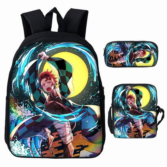 3D Demon Slayer Backpack Cartoon Backpack Three-Piece Printing