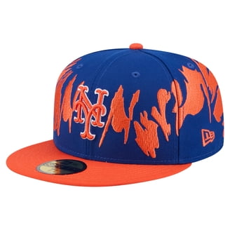 New York Mets Clean Up Hat - Royal Blue/Orange With American Flag Side Patch, 100% Cotton Cap