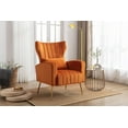 thumbnail image 2 of Guyou Velvet Accent Chair, Modern Upholstered Wingback Armchair with Metal Legs and Pillows, Comfy Single Sofa Chair Lounge Chair for Living Room Bedroom Study, Orange, 2 of 9