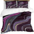 thumbnail image 3 of Abstract Purple Fluid Art Duvet Cover, Luxurious Black Gold Gradient Bedding Sets Soft Hypoallergenic Easy Care and Soft Hand Feel for Bedding with Pillowcases, King(103x90in), 3 of 7