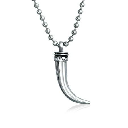 Sterling Silver Tooth - Italian Horn Protection Tooth Amulet Pendant Necklace For Women For Men 925 Sterling Silver With Chain