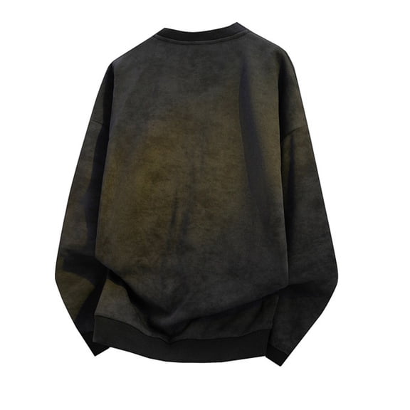 Kakii Men's Tie Dye Long Sleeve Shirt, Soft Washed Ombre Crewneck Pullover, Casual Stylish Tople Top