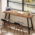 thumbnail image 4 of Tribesigns 55.12" Solid Wood Bar Table, Counter Height Pub Table with Metal Frame, Industrial Home Bar Unit for Kitchen/Basement, Brown & Black, 4 of 8