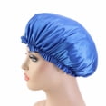 thumbnail image 2 of Bonnet Rond en Dentelle Imitation Soie Bonnet de Sommeil Bonnet de Chimiothérapie Bonnet de Beauté et de Coiffure Très Grand Réversible Ajustable Bonnet en Satin Sommeil Cheveux Bouclés Naturels, 2 of 6