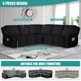 thumbnail image 4 of Timeles 5 Seat Recliner Sofa Covers Stretch L Shape Sectional Couch Covers Oversized - Washable Soft Extra Large Sectional Covers with Pockets (Black), 4 of 6
