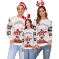 thumbnail image 1 of Marvmys Chandail de Noël Assorti pour la Famille Col Rond Rennes Flocons de Neige Chandail Tricoté Laid pour Hommes Femmes, 1 of 7