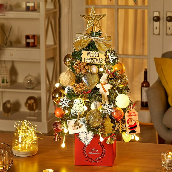 Mini Small Christmas Tree Set - Tabletop Home Office Desk Decor, Creative Christmas Holiday Decoration with Artificial Tree, Ideal for Indoor Use and Gifts, 15.75*4.72in