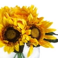 thumbnail image 5 of Enova Home Artificial 6 Heads Mixed Sunflower and Rose Silk Flowers Arrangement in Clear Glass Vase With Faux Water (Yellow), 5 of 5