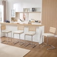 thumbnail image 5 of Zesthouse Rattan Bar Stools Set of 2, 26″ Linen Counter Height Chairs with Cane Back & Chrome Legs, Mid Century Cantilevered Design Barstools for Kitchen Island, Beige, 5 of 10