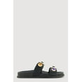 thumbnail image 2 of Women's Metallic Gemstone Pendant Double Band Footbed Sandals, 2 of 3