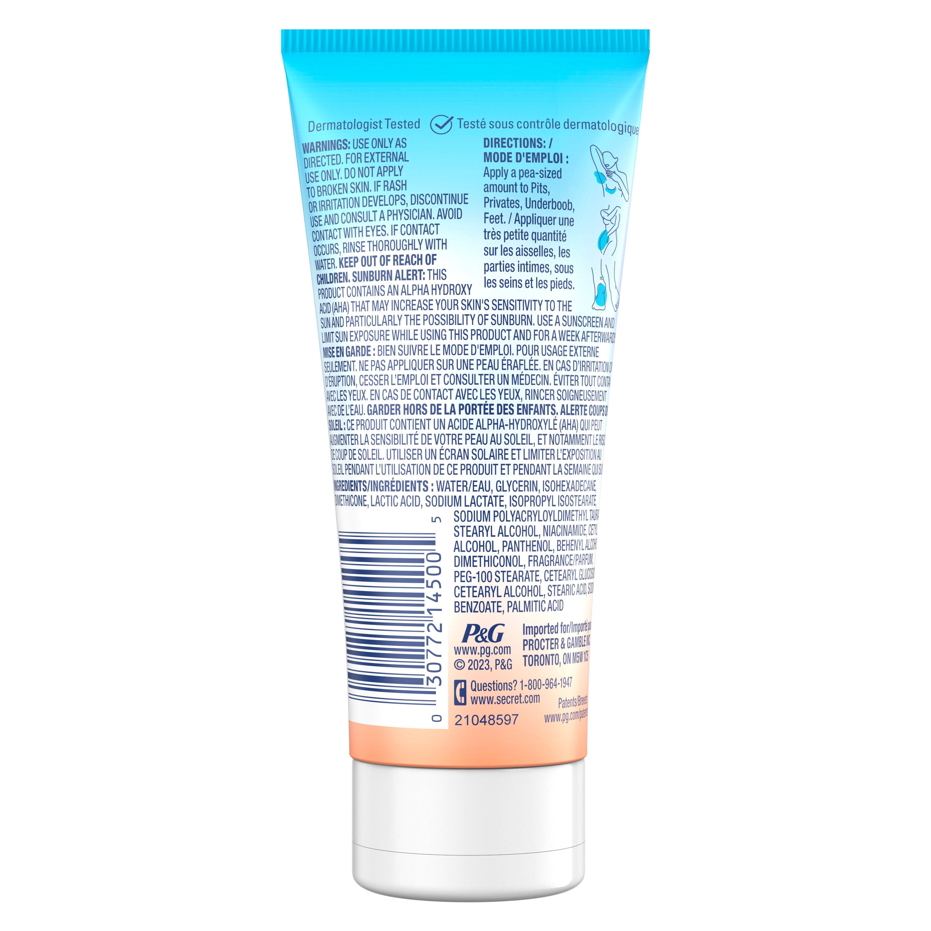 Secret Whole Body Aluminum Free Deodorant Invisible Cream Peach & Vanilla