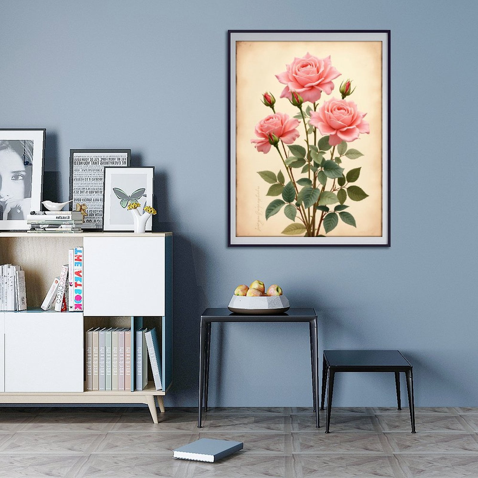 Diamond Art Kit for Adults, Pink Roses Botanical Art Vintage Diamond Painting for Adults Beginners, 5D DIY Diamond Art Painting Kits, Colorful Diamond Painting Craft for Home Decor 12x16