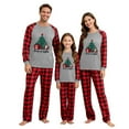 thumbnail image 4 of Mifsaly Matching Christmas Pjs for Family Xmas Tree Print Raglan Long Sleeve Sleepwear Crewneck Patchwork Loose Nightwear 2025 Christmas Pajamas Sets Baggy Plaid Pants Holiday Festival Funny Gifts, 4 of 5