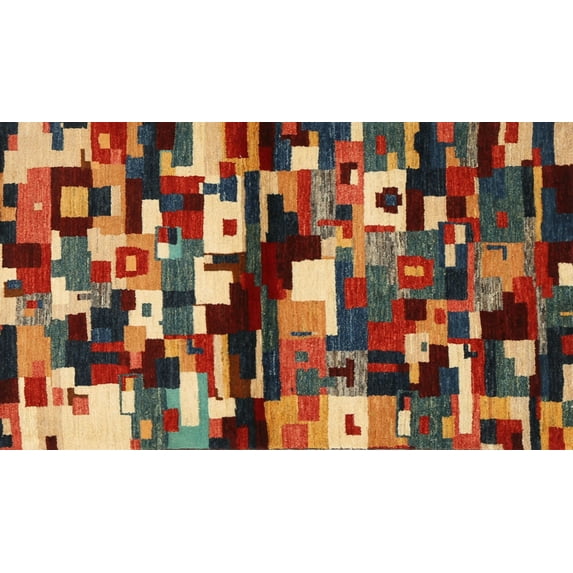 Ahgly Company Machine Washable Indoor Rectangle Contemporary Saffron Red Area Rugs, 7' x 10'