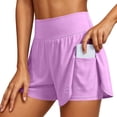 thumbnail image 4 of Gyujnb 2 in 1 Running Shorts for Women High Waist Breathable Workout Yoga Shorts with Hidden Zipper Pockets,Pink, 4 of 9
