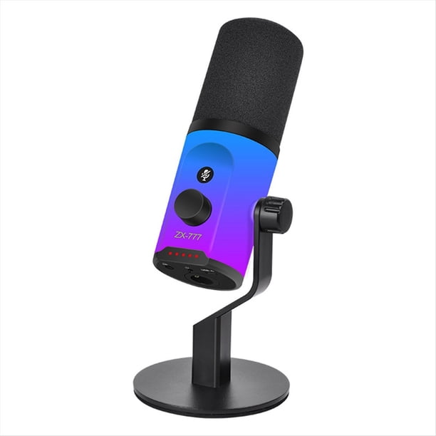 Micrófono Dinámico de Escritorio USB/XLR RGB para Podcasting, Grabación, Juegos y Transmisión en . Micrófono Dinámico XLR/USB.