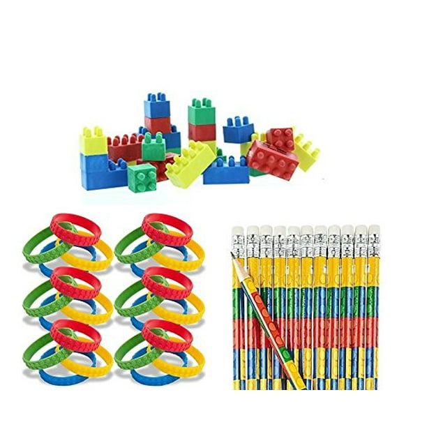 36 Pc Building Block For Lego Themed Party Favors Goody Bag Treat Bags Pencils Erasers And Bracelets Set Construct Cute Birthday Party Favor Bags For Kids By Jpg Walmart Com Walmart Com