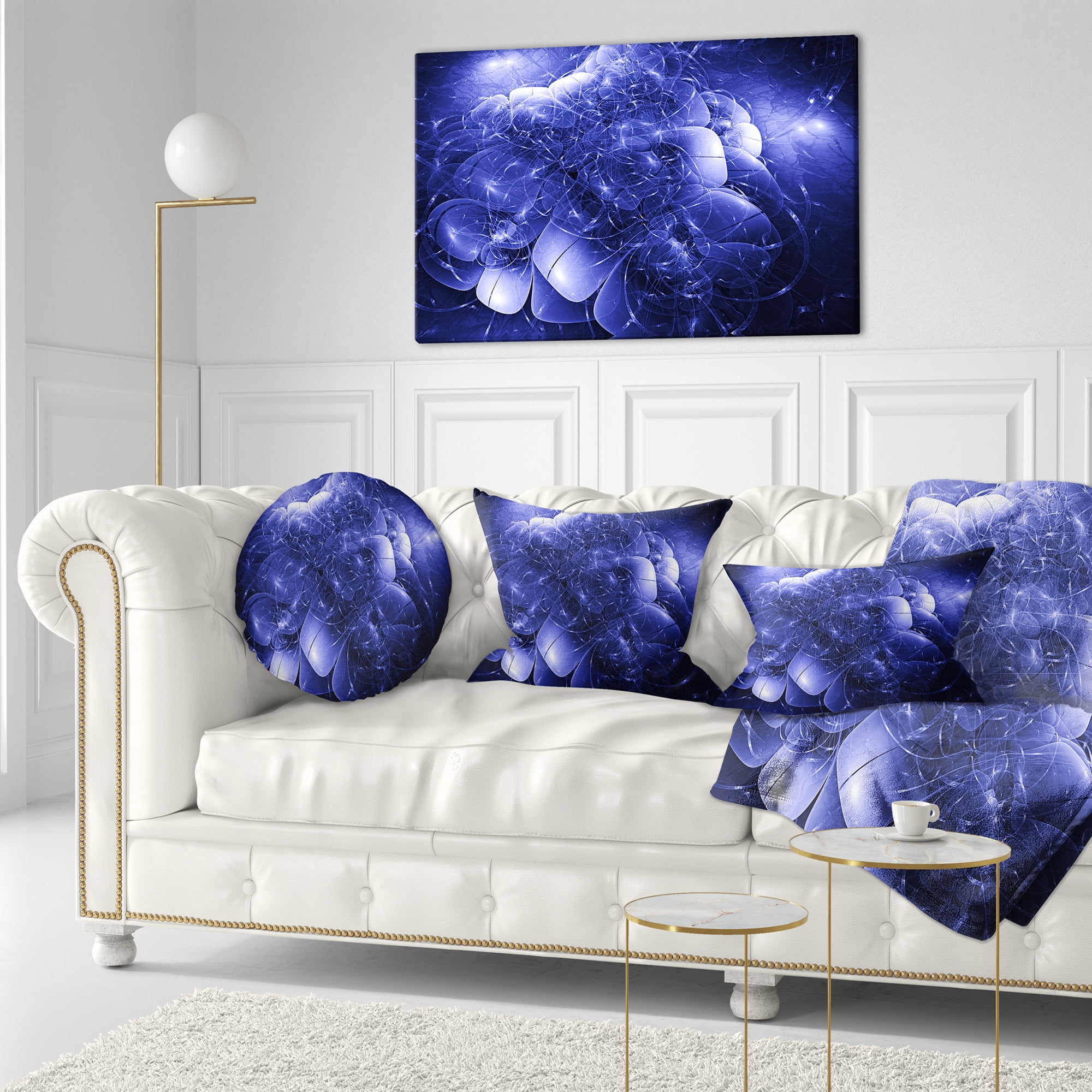 Designart Alien Mystical Flower Blue - Floral Throw Pillow - 12x20