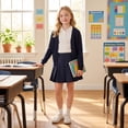 thumbnail image 4 of Domzest Girls Pleated Skirts A-line School Uniform Skorts with Built-in Skorts Elastic Tennis Skirt Athletic Golf Skirts Skort Casual Navy 100:2-3Y, 4 of 8