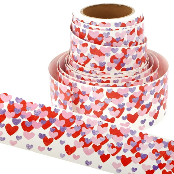 JOYIN 52.5ft Valentines Heart Borders Decorations Pink Heart Spring Board Border Decorations Classroom Door Science Fair Display