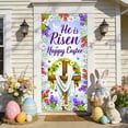 thumbnail image 6 of VBBHG He is Risen Easter Door Cover - Religious Christian Decorations with Cross & White Lilies, Purple Resurrection Sunday Banner for Front Door, Holy Week Church Home Wall Backdrop Decor, 6 of 6