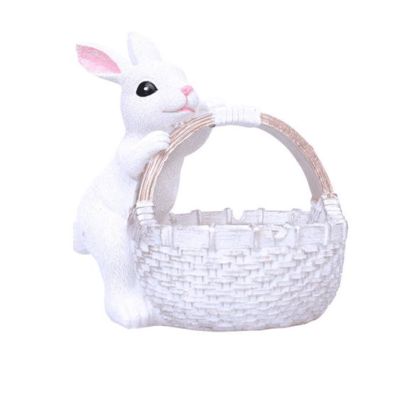 Easter Bunny Candy Basket, Ceramic Easter Bunny Basket Candy Basket, Rabbit Egg Holder for Home Desktop Decoration, Easter Seasonal Creative Basket Little Resin Decorative Figurine