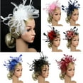 thumbnail image 2 of Fascinators Hat for Women Girl Tea Party Hats Headband Headwear Wedding Cocktail Flower Mesh Feathers Hair Clip Ribbons Feathers Hair Hoop Church Hats, 2 of 4